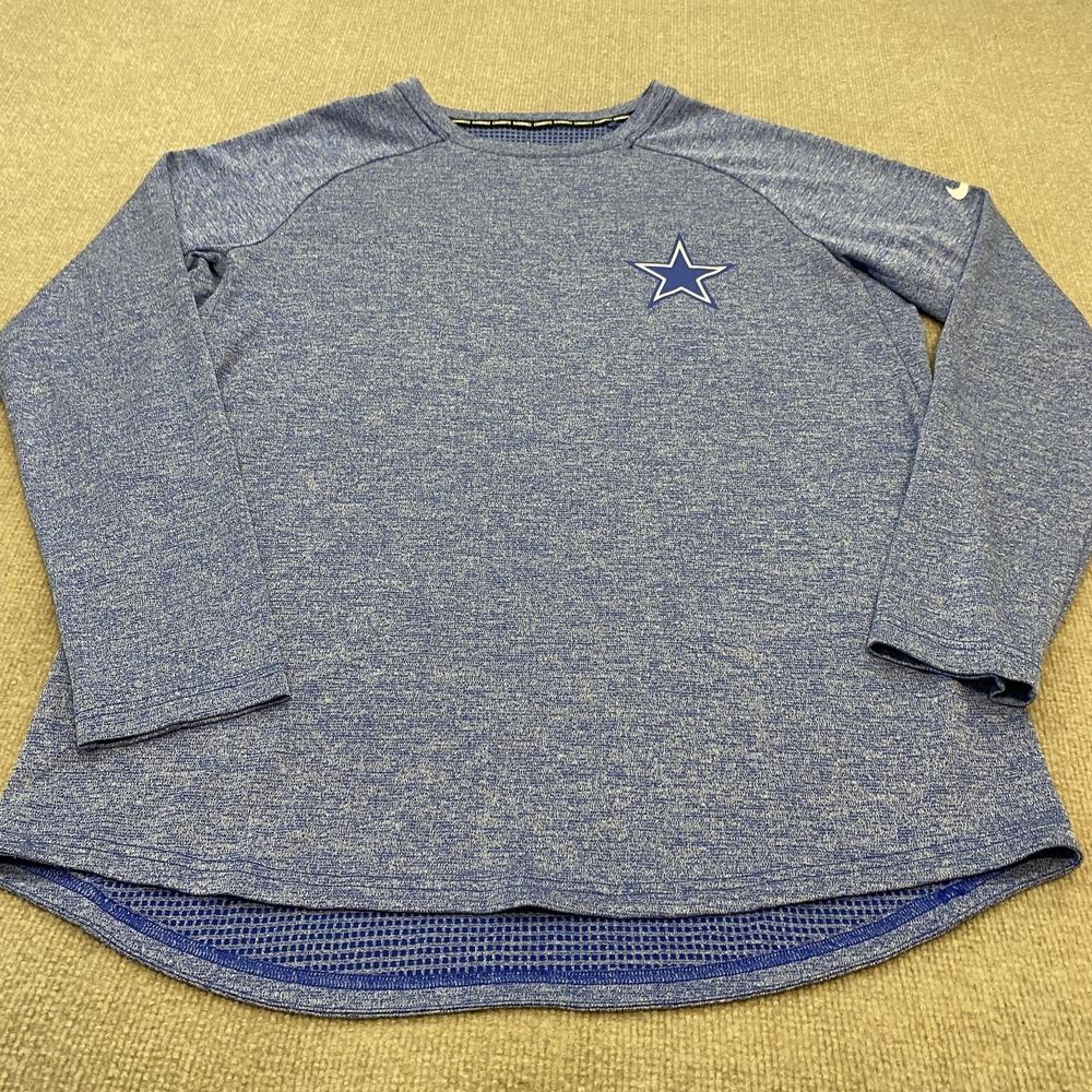 Dallas Cowboys Shirt Blue NFL Football Nike Dri Fit Long Sleeve Pullover Mens XL